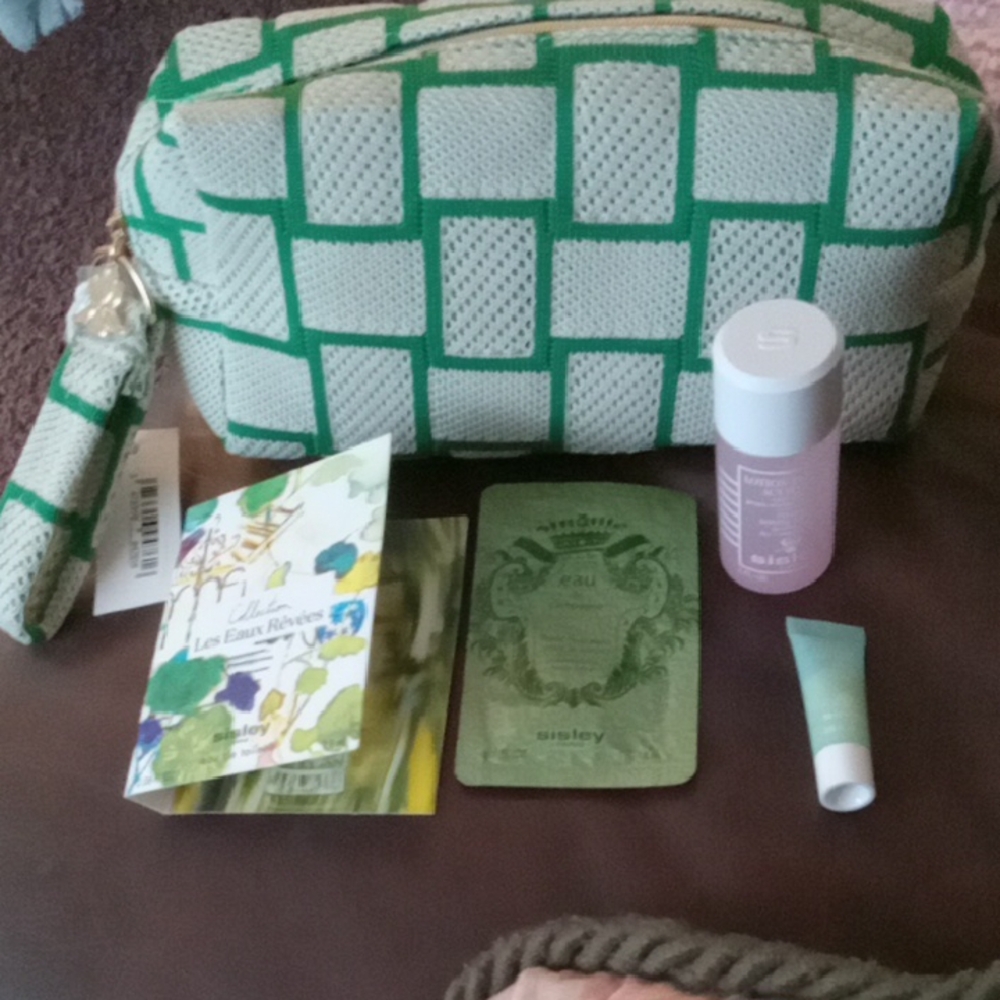 Sisley Green and Cream Cosmetic Bag